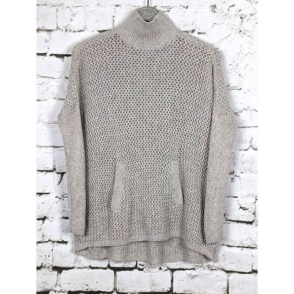 ANN TAYLOR LOFT Waffle Knit Kangaroo Pocket Oversized Dolman Sweater XS - Picture 1 of 6